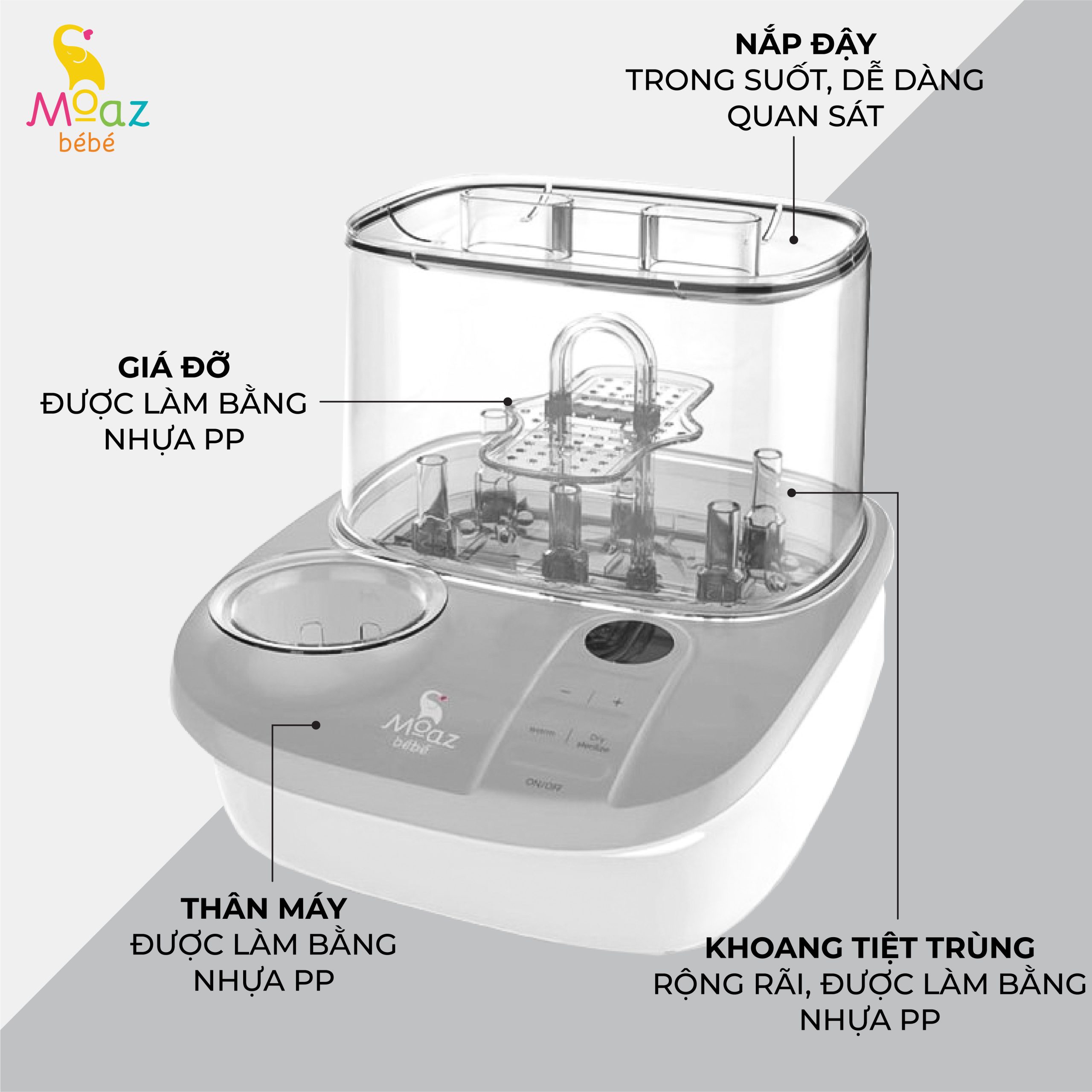Moaz Bebe Baby Bottle Sterilizer Dryer MB 005 1
