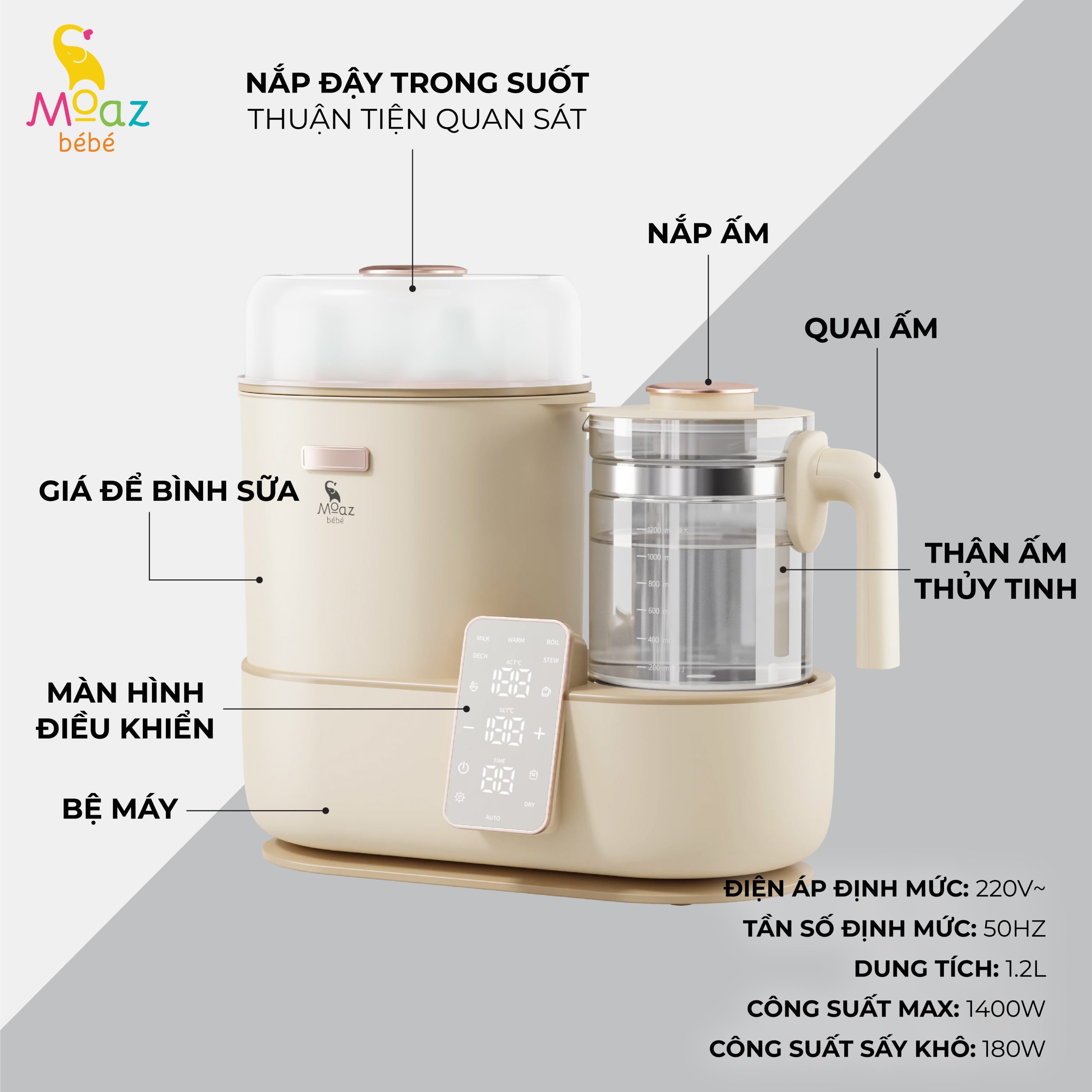 Moaz Bebe Baby Electric Kettle Sterilizer & Dryer MB-046 1 Moaz Bebe Baby Electric Kettle Sterilizer Dryer MB 046 1
