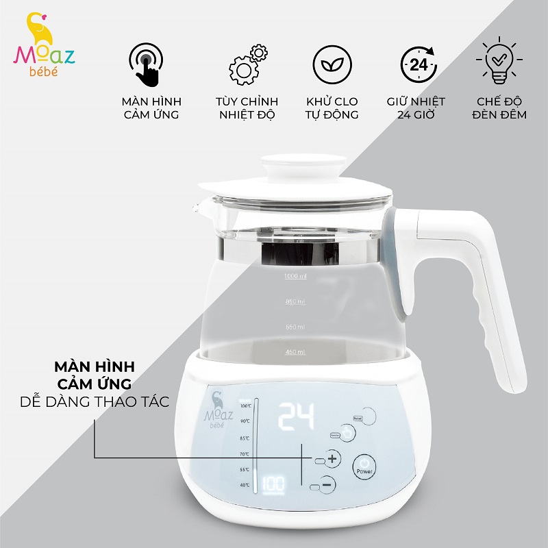 Moaz Bebe Smart Electric Kettle with easy-to-operate touch screen