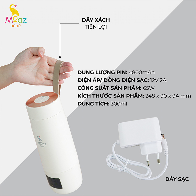 Moaz Bebe Portable Kettle MB-058 5 binh dun nuoc pha sua di dong mb058 5