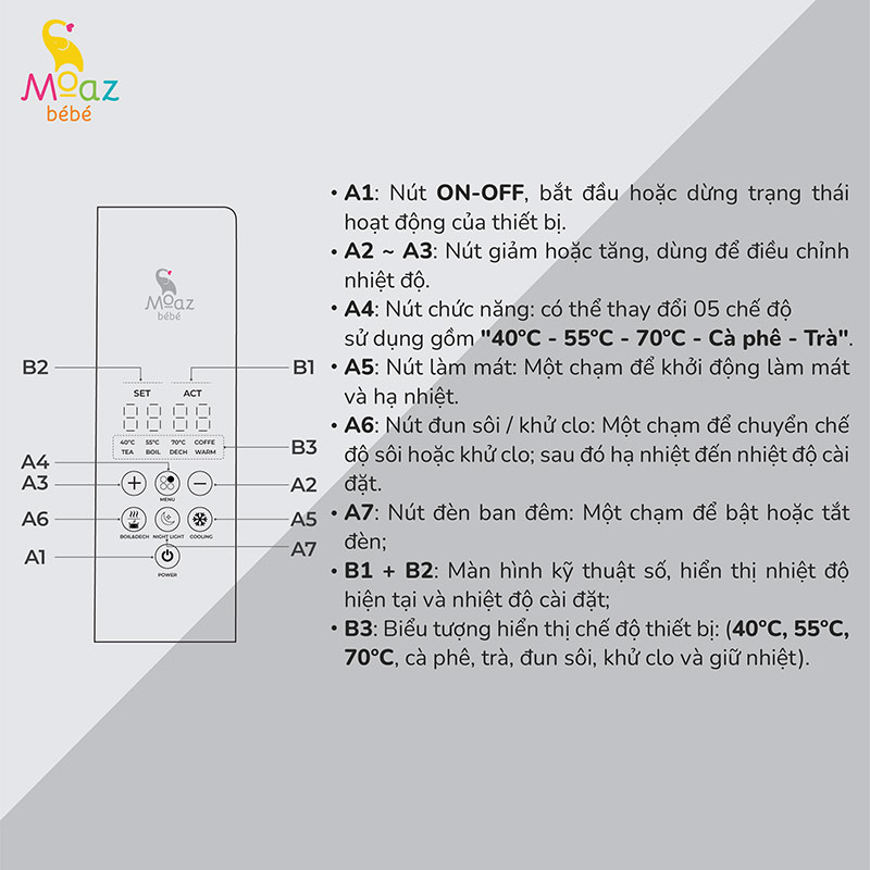 Premium Electric Kettle MB-043 3 may dun nuoc pha sua mb043 3