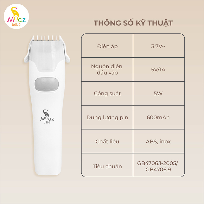 Moaz BéBé Electric Baby Hair Clipper MB-100 4 tong do cat toc cho be mb100 10